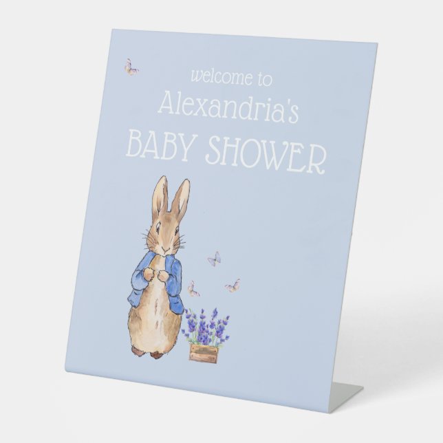 Personalize Peter rabbit Baby Shower Pedestal Sign (Front)
