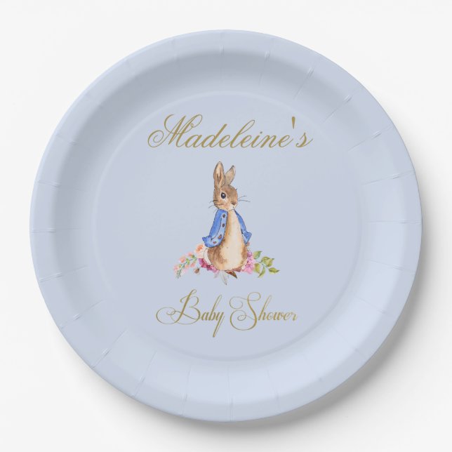 Personalize Peter the Rabbit Baby Shower Paper Plate (Front)