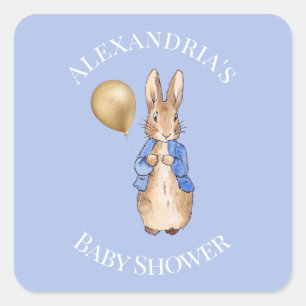 Personalize Peter the rabbit Baby Shower Square Sticker