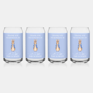 Personalize Peter the rabbit Baby Shower Thank you Can Glass