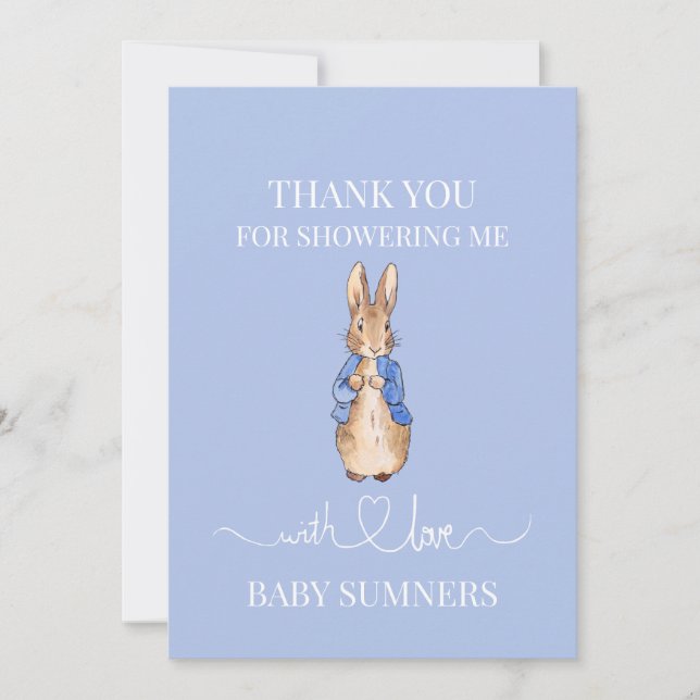 Personalize Peter the rabbit Baby Shower Thank you Card (Front)