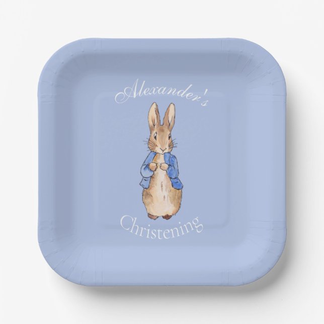 Personalize Peter the rabbit Christening Paper Plate (Front)