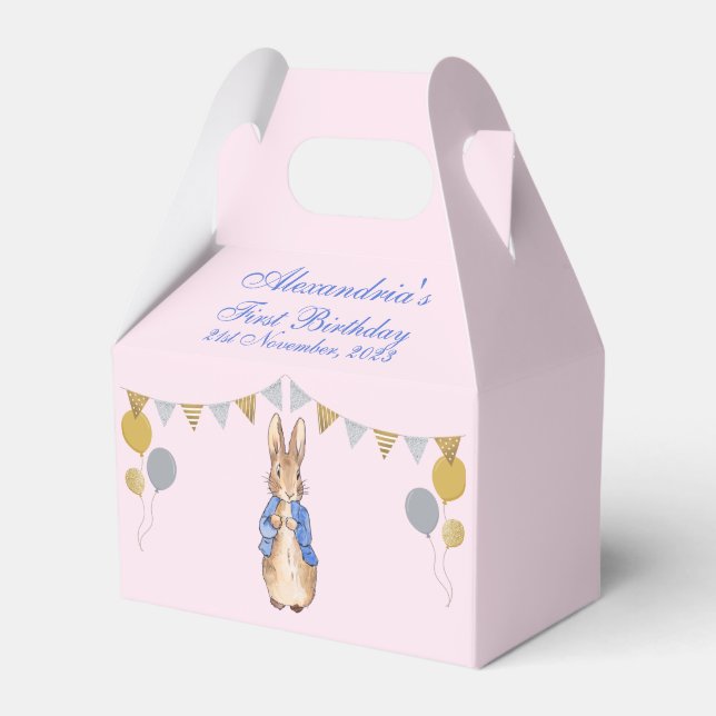 Personalize Peter the Rabbit First Birthday Favour Box (Front Side)