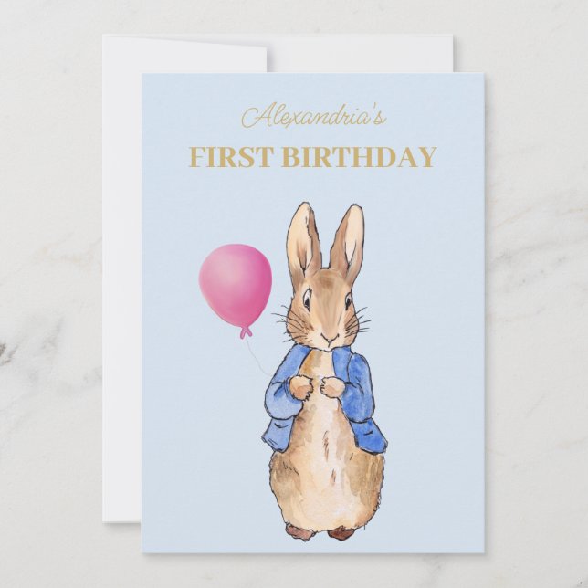 Personalize Peter the Rabbit First Birthday Invitation (Front)