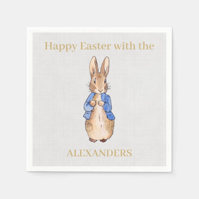 Personalize Peter the rabbit Happy Easter  Napkin (Front)