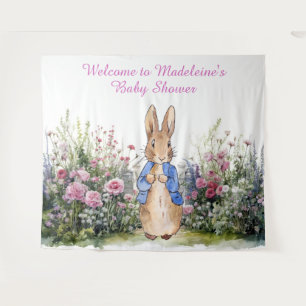 Personalize Peter the rabbit in garden baby shower Tapestry