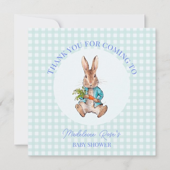 Personalize Peter the rabbit sitting with a carrot Thank You Card (Front)