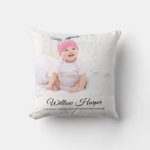 Personalize Photo Baby Birth Announcement Cushion