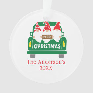 Personalize Photo Christmas Gnomes Truck Christmas Ornament