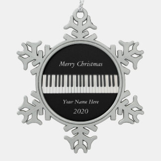Personalize Piano Snowflake Framed Ornament