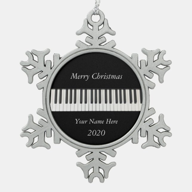 Personalize Piano Snowflake Framed Ornament (Front)