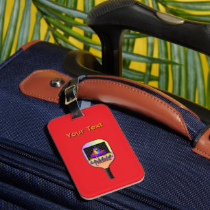 Personalize Pickelball Logo Red   Luggage Tag