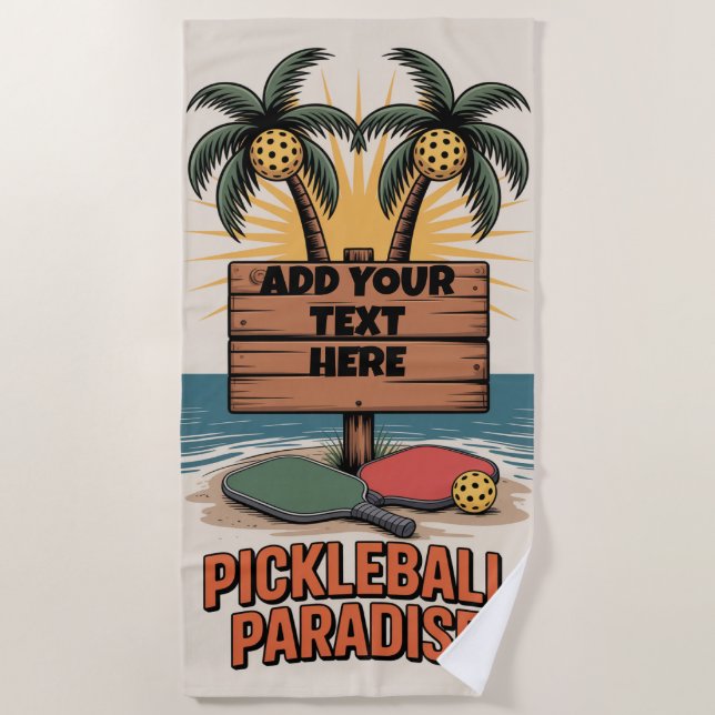 PERSONALIZE Pickleball Paradise Tournament Club Beach Towel (Front)