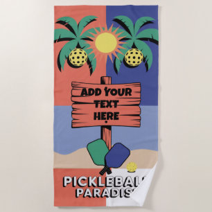 PERSONALIZE Pickleball Paradise Tournament Club Beach Towel
