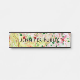 Personalize Pink Red Yellow Green Purple Modern Door Sign