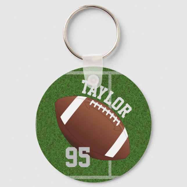 Personalize player Name and Number Football Key Ring (Front)