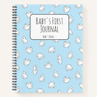 Personalize Polar Bear Blue Baby's First Journal
