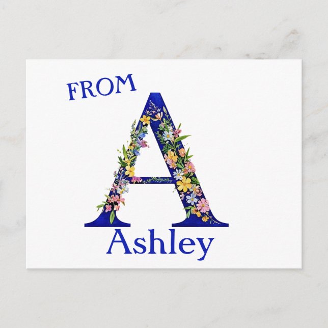 PERSONALIZE POSTCARD  LETTER A NAMES (Front)