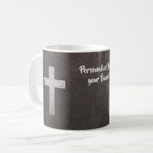 Personalize Psalm Verse Christian Metal Cross Coffee Mug