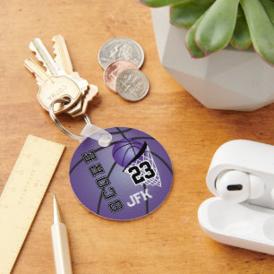 Personalize Purple Basketball  Key Ring