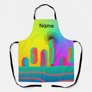 Personalize Rainbow Geo Craft Kitchen Baker Chef Apron