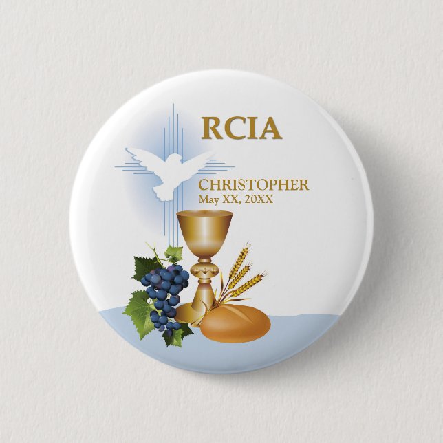 Personalize, RCIA Congrats Catholic Sacrament 6 Cm Round Badge (Front)