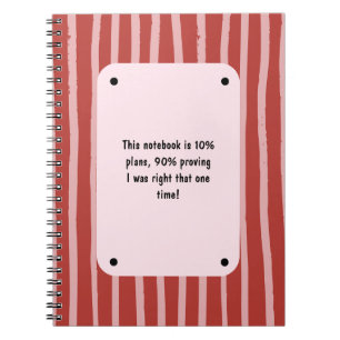 PERSONALIZE  Red and Pink Stripe Pattern Notebook