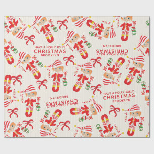 Personalize Red Hair Girl Elf Wrapping Paper