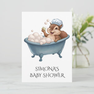 Personalize Retro Squirrel Baby Shower Invitation