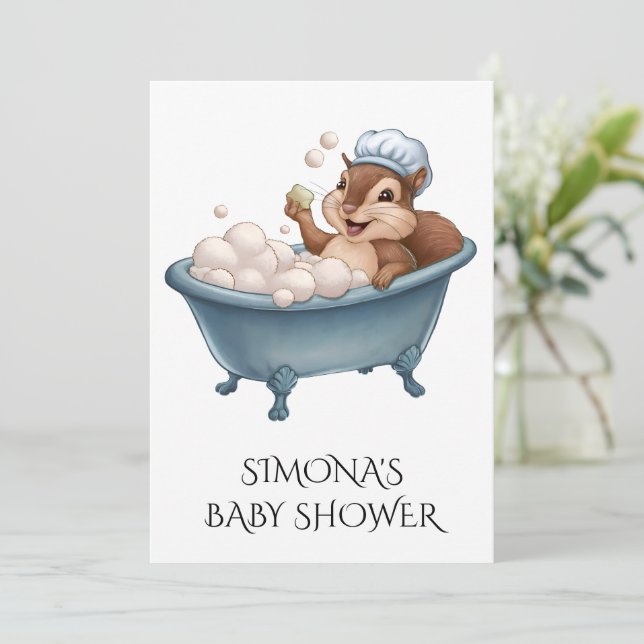 Personalize Retro Squirrel Baby Shower Invitation (Standing Front)