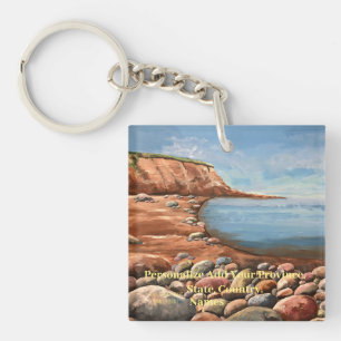 PERSONALIZE Rustic Blues/ browns Ocean Art Key Ring