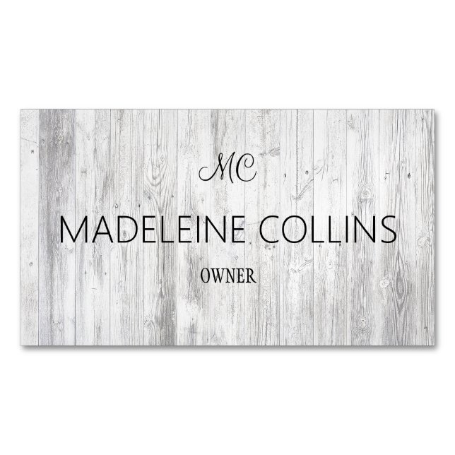 Personalize Simple Professional wood grain Magnetic Business Card (Front)
