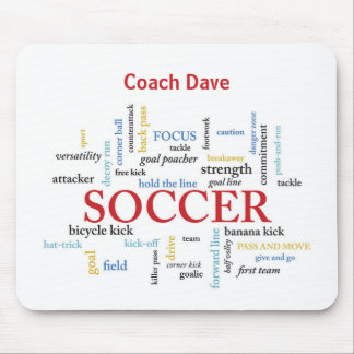 Personalize, Soccer Coach Thank You in Words Mouse Mat
