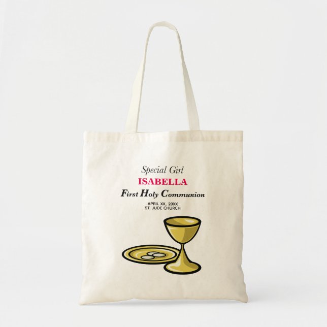 Personalize, Special Girl, First Communion Tote Bag (Front)