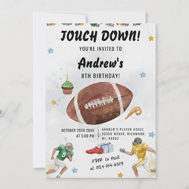 Personalize Sport Football Birthday Invitation (Front)