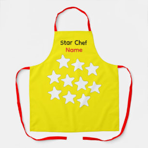 Personalize Star Chef Yellow Apron Red Straps