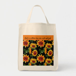 Personalize Sunflower Quote/Name Fall Tote Bag