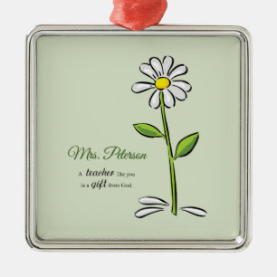 Personalize, Teacher Thank You, Religious Flower Metal Tree Decoration