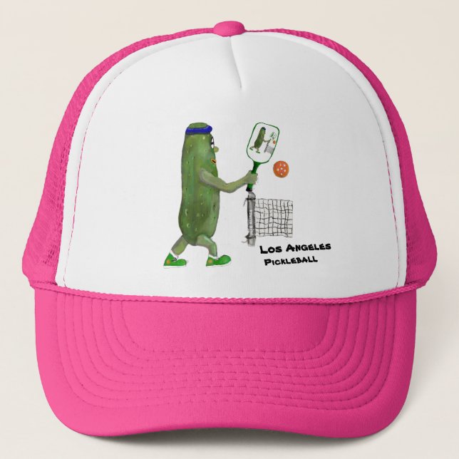 Personalize Text Funny Pickle Player Trucker Hat (Front)