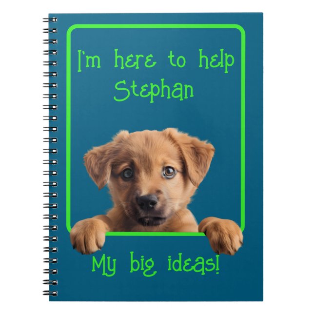 Personalize Text with the Cutest Puppy Notebook (Front)