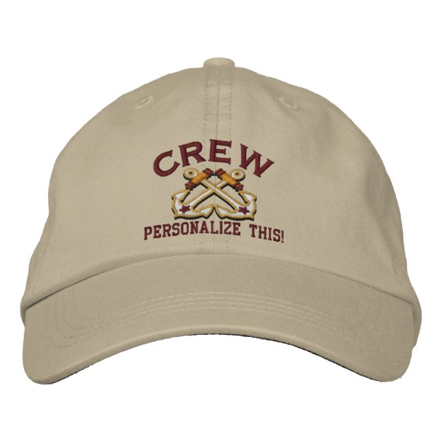 Personalize This Name Location Crew Nautical Embroidered Hat (Front)