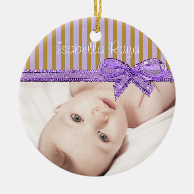 Personalize this Purple & Brown Photo Ornament (Front)