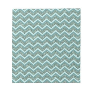 Personalize this Teal Glitter ZigZag Notepad