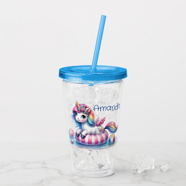Personalize Unicorn  Acrylic Tumbler (Back Ice)