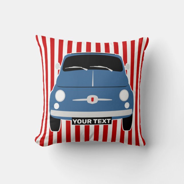 Personalize Vintage classic blue Fiat 500 Cushion (Front)