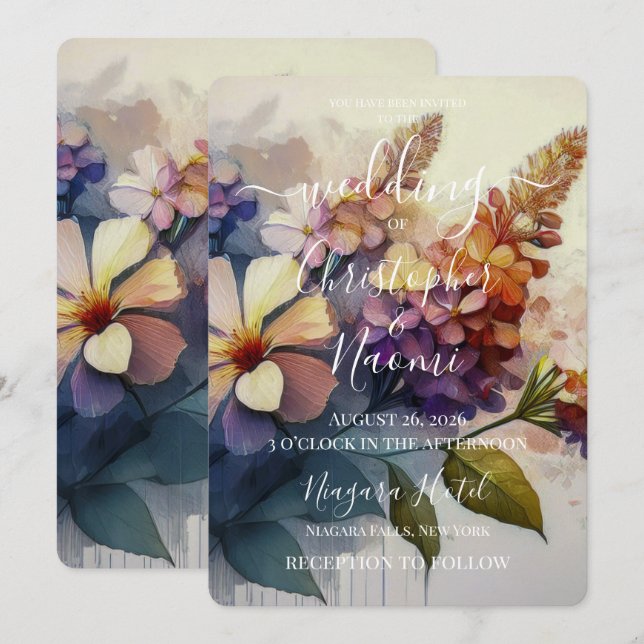 PERSONALIZE: Vintage Flowers Invitation (Front/Back)