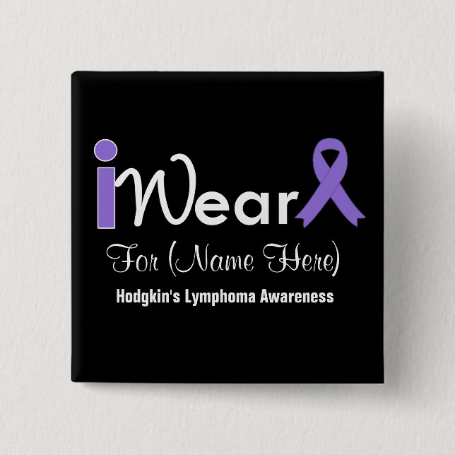 Personalize Violet Ribbon Hodgkin's Lymphoma 15 Cm Square Badge (Front)