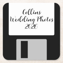 Personalize Wedding Photos Floppy Disk Coaster