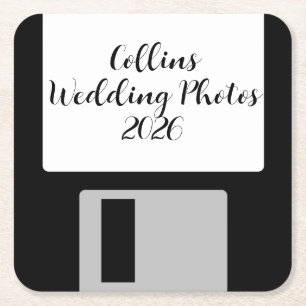 Personalize Wedding Photos Floppy Disk Coaster