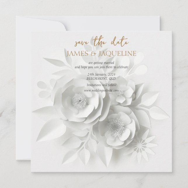 Personalize Wedding Save the Date Lotus gold (Front)